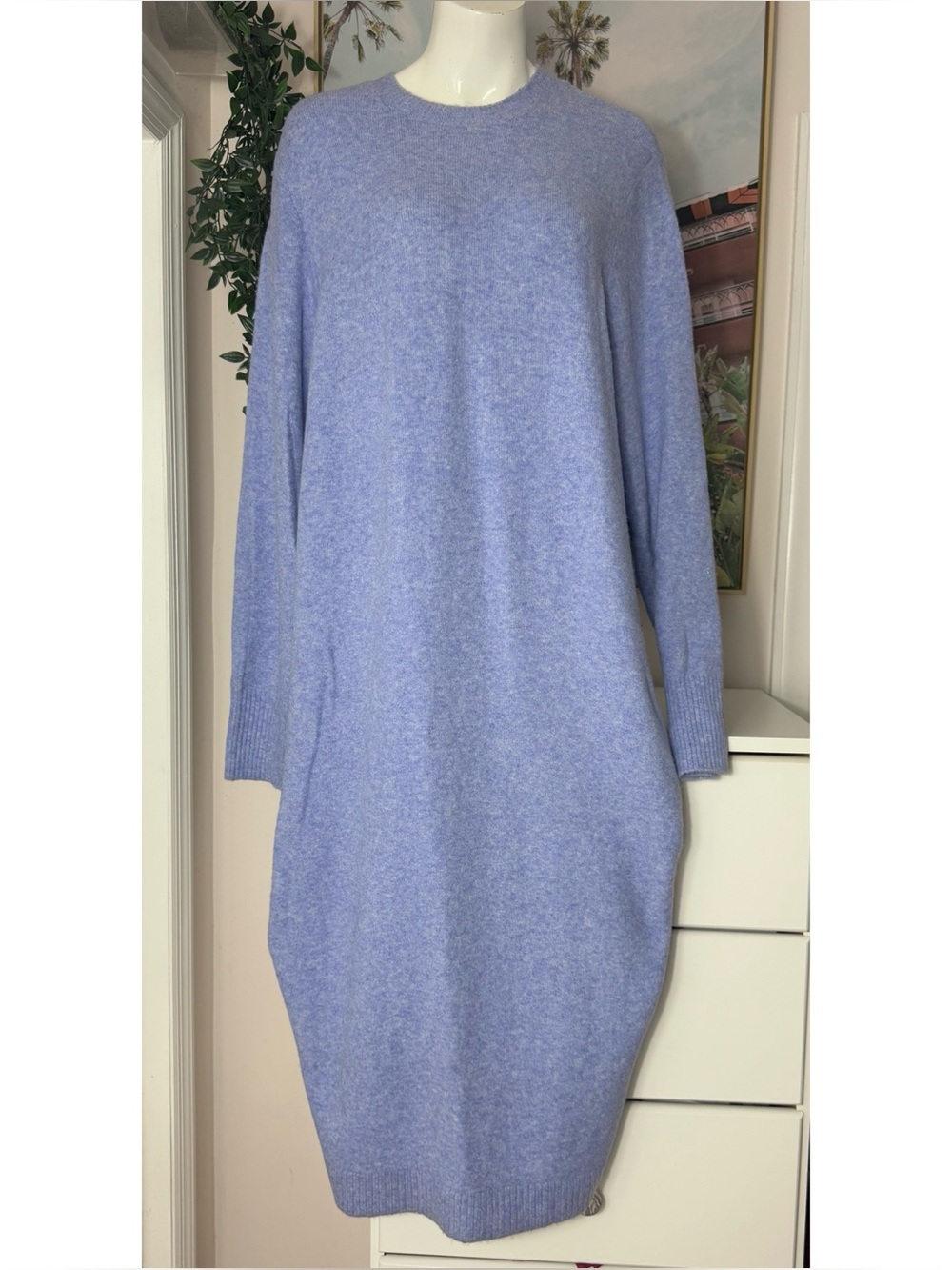 J. Crew Extra Soft Sweater Dress Plus 2X Periwinkle Blue Midi Long Sleeve NWT